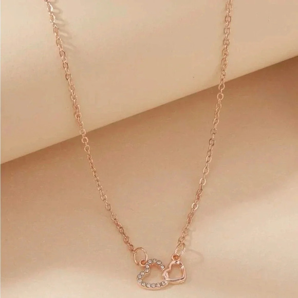 unavailable⚠️Clearance Rose Gold Rhinestone Heart Charm Necklace - Picture 2 of 4